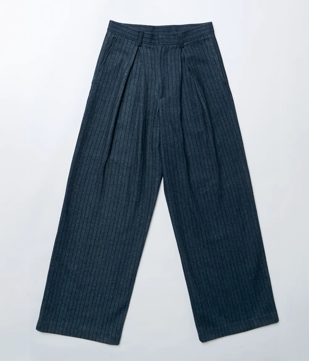 Wide-Leg Pinstripe Trousers