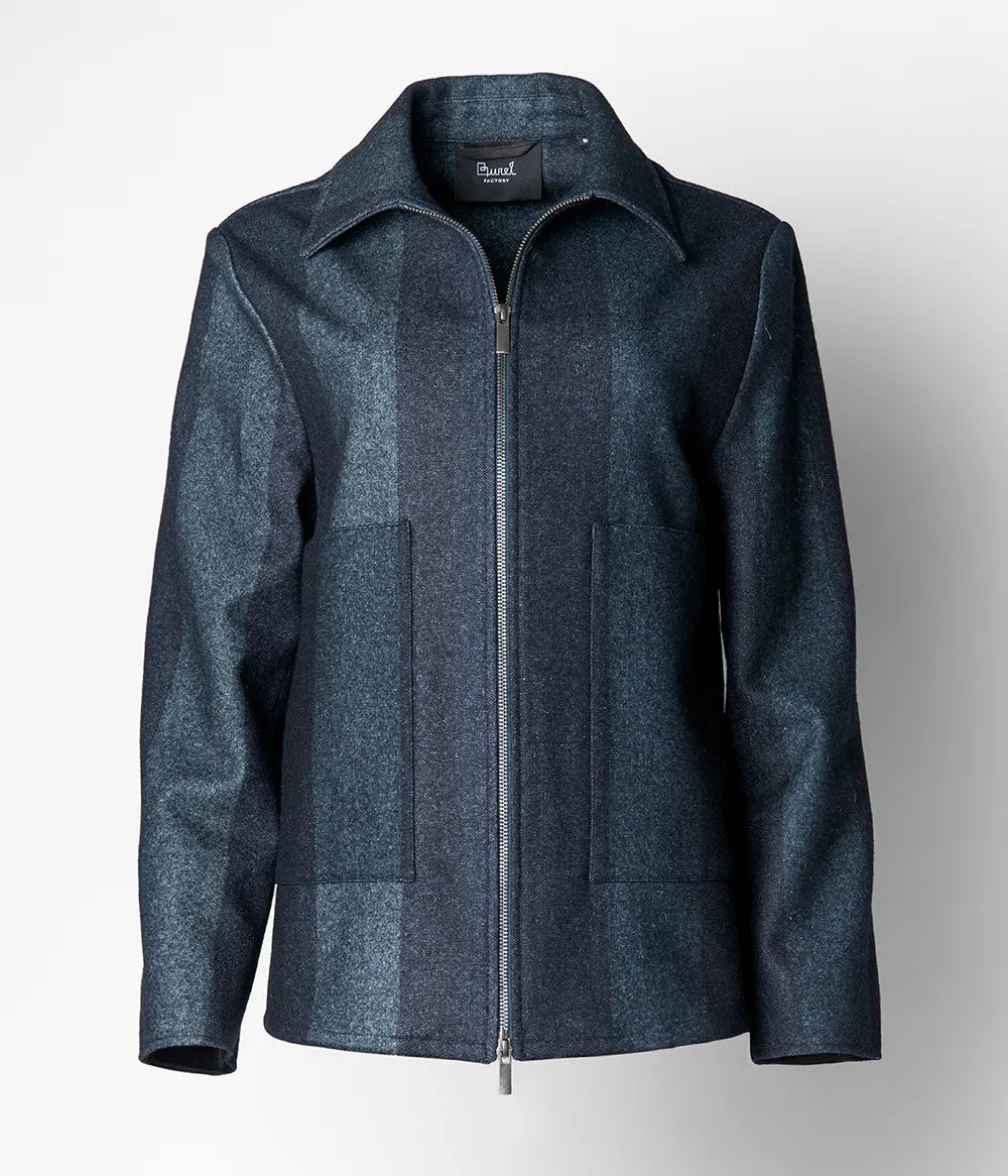 Two-Tone Striped Zip Jacket